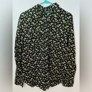 Women’s Ralph Lauren Black Floral Button Down Shirt Size XL